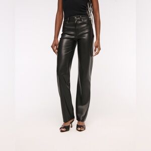 ABERCROMBIE & FITCH BLACK LEATHER 90s RELAXED HIGH RISE PANT